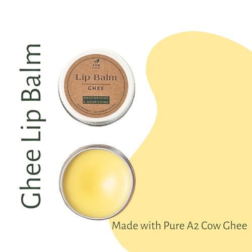 Image of Ghee Lip Balm for Dry, Chapped & Pigmented Lips | A2 Cow Ghee, Cocoa Butter, Coconut Oil & Vitamin E | Deep Nourishment for Cracked & Damaged Lips | All-Natural, Ayurvedic and Chemical Free | 10 g | Pack of 1