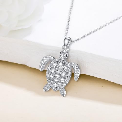 Diamond Turtle Necklace for Women 925 Sterling Silver Sea Turtles Pendant Necklace Jewelry Gift for Birthday3