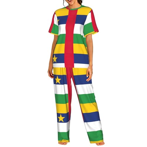 Pyjama manches courtes femme imprimé Centrafrique idéal pour vos moments de détente chez vous