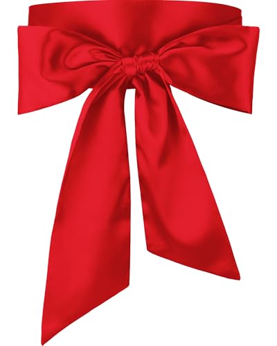 Glitopper Women Satin Waist Belts Dress Sash Waist Belt for Special Occasion Bridal Wedding Prom Formal 3.5 Wide (Red)