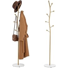Gold Tree Coat Rack with Marble Base, Freestanding Floor Standing Coat Tree with Multiple Hooks, Modern Metal Clothes Stand for Entryway, Bedroom, Living Room Decor and Organization