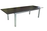  DOPPLER Expert Esstisch, silber/schwarz Ausziehtisch aus Aluminium, 220-280x100 cm, ausziehbar, Terrassentisch Garten-Tisch