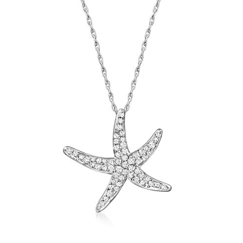 Ross-Simons 0.25 ct. t.w. Diamond Starfish Pendant Necklace in Sterling Silver
