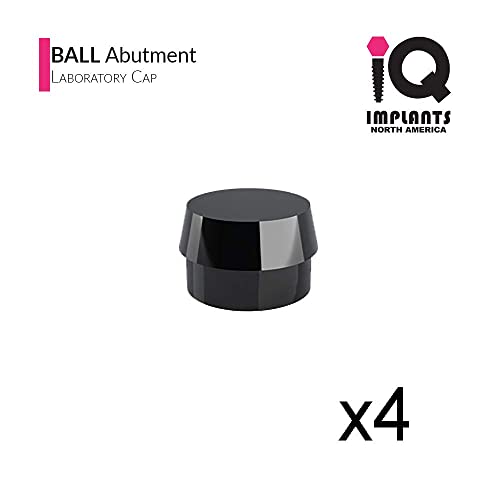Ball Abutment Laboratory Processing Replacement Caps, Black (4 Pack) #TOP1
