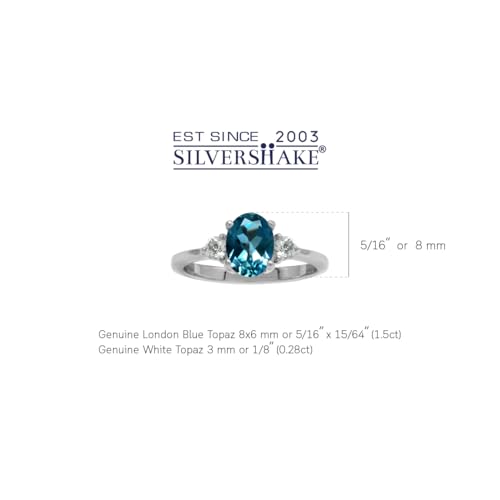 Silvershake 8X6mm Oval Shape Gemstone White Gold Plated or Yellow Gold Plated 925 Sterling Silver Engagement Ring Jewelry for Women3