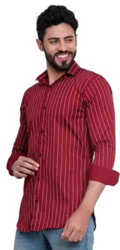 Image of Men's Cotton Casual Printed Striped Stylish Shirt for Men