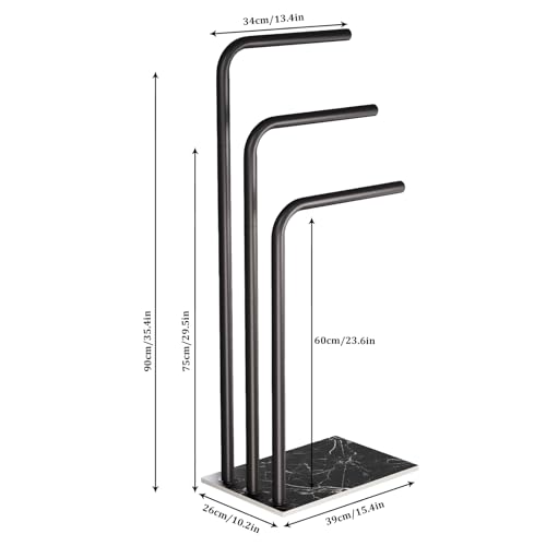 Toallero de pie negro de 3 barras Yawinhe compacto de 39x26x90cm de metal 6