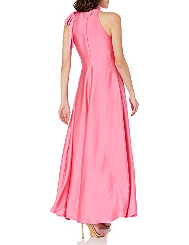 Tahari Asl Women's Sleeveless Mock Neck Side Bow Tie Maxi Dress, Azalea Pink, 8 #TOP1