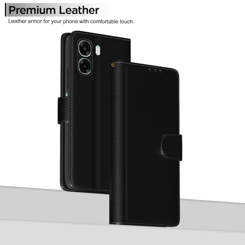 Image of Amazon Basics Flip Cover for Oppo K14x 5G / Oppo A6x 5G / Oppo A6s Leather Finish | Wallet Stand and Shock Proof | Inside TPU with Card Pockets | Complete Protection Flip Case (Black)