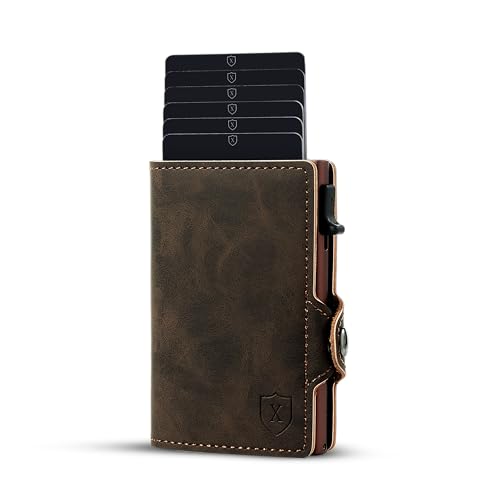 Image of Xclusive Airtag Wallet for Men | Trifold RFID Wallet | Luxurious Card Holder & Minimalist Wallet with Money Clip | Blend of Luxury & Utility in Men's Wallets | Dark Brown