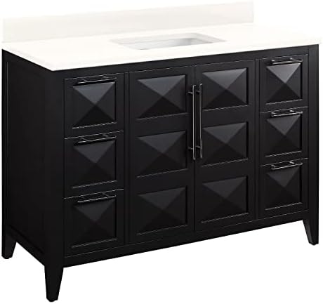 Signature Hardware 484527 Holmesdale 48" Single Basin Vanity Set with Mahogany Cabinet, Quartz Vanity Top, and Porcelain Rectangular Undermount Sink