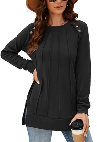 Odosalii Long Sleeve Tops Women Oversized Sweatshirt Without Hood Jumpers