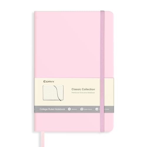 Comix Lined Journal Notebook for Women Men, Journaling Notebooks for Office School Home, Pink, 240 Pages, 5.5