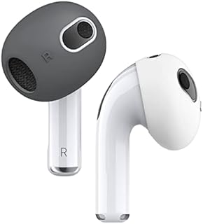 elago 2 Pairs 2 Colours Replacement Ear Tips Compatible with AirPods 3 [Fit in The Case] Anti Slip Premium Silicone Cover Compatible with AirPods 3rd Generation (Dark Grey/White)