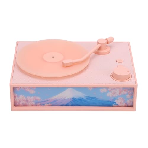 Hamwesh Tocadiscos, Diseño Retro Multifuncional y Subwoofer Tocadiscos Vintage, Bluetooth con Luz Ambiental, Difusor de Aromas y Puerto USB para Dormitorio, Decoración del Hogar (Rosáceo)