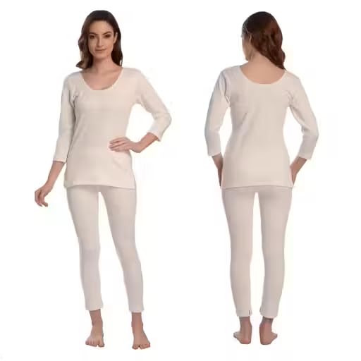 MeraOne Wear Thermal Upper Vest and Bottom Lower Warmer Combo Set Color - (White)-picture-51