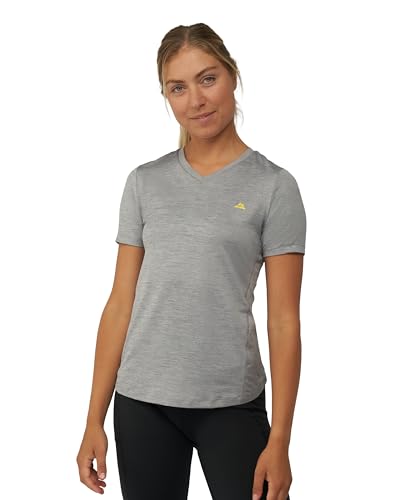 Women Workout T-Shirt, Breathable Fitness Top (Grau Mélange, M)