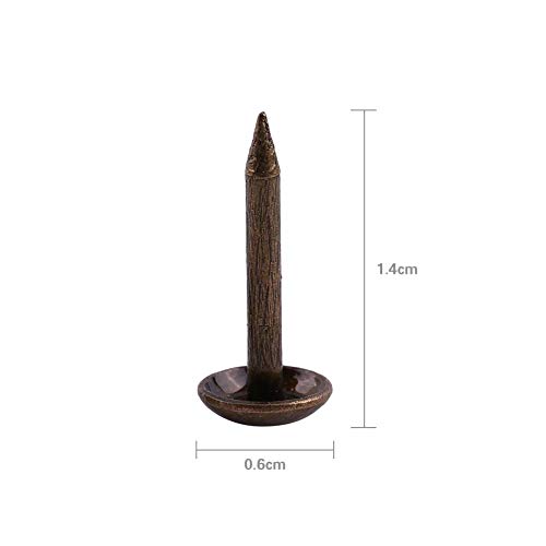 Fdit 100Pcs Upholstery Nails Antique Brass Finish Upholster Nails Pins Furniture Tacks for Upholstered Furniture Cork Board or DIY Projects(6 * 14mm-glossy) - Image 4