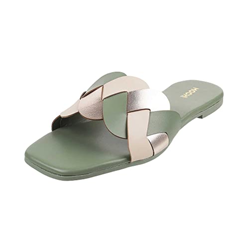 Image of Mochi Women's Faux Leather Pattern Detail Fashion Sandals