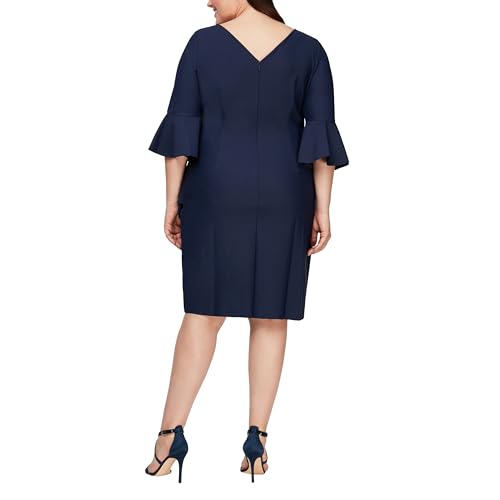 Alex Evenings Women's Plus-Size Short Slimming Sheath Dress with Bell Sleeves2