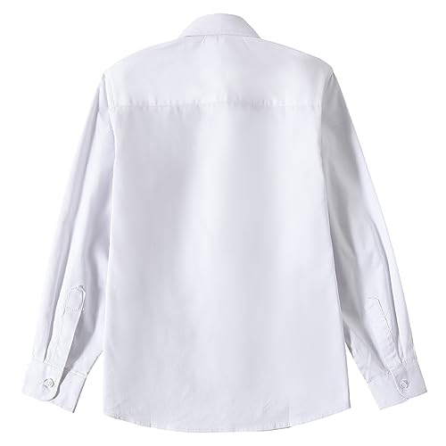 Camisa social para meninos com botões de manga comprida e uniforme de colarinho sólido para meninos