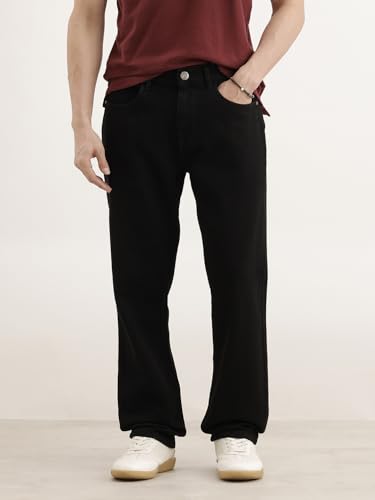 Image of WROGN Men's 100% Cotton Jeans | Solid | Anti Fit