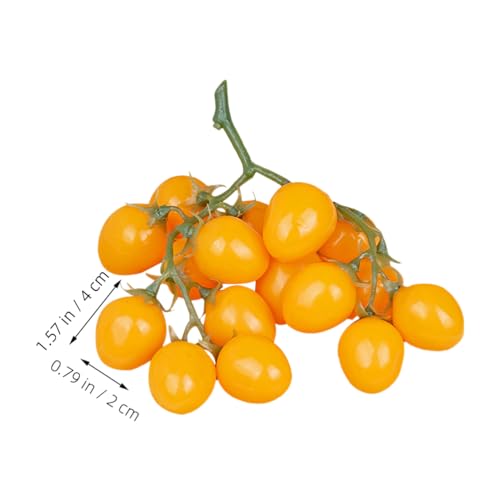 LOGOFUN 2pcs Artificial Cheery Tomato Fake Fruits Cheery Tomatoes Props Simulation Cheery Tomato Model for Home Kitchen Fruits Shop Photography Props - Yellow