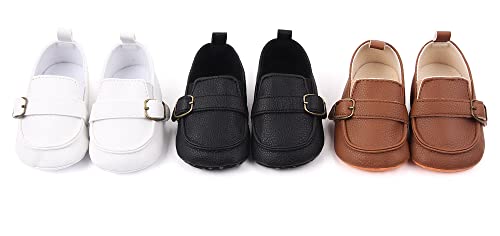 Greceen Infant Baby Girls Boys Pu Leather Soft Sole Toddler Slip On Newborn Loafers Boat Shoes 228 White 12 #TOP7