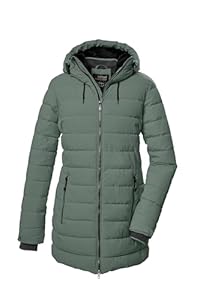 killtec Damen Steppparka/Parka mit Kapuze KOW 55 WMN QLTD PRK, grüngrau, 38, 41809-000