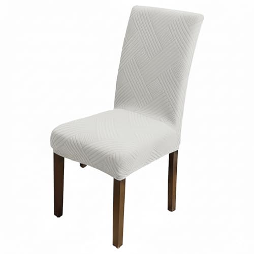 Image of House of Quirk Elegant Jacquard Chair Cover - 220 GSM Stretch Fabric, Universal Fit, Washable Short Dining Seat Protector Slipcover (Grey, Pack of 1)