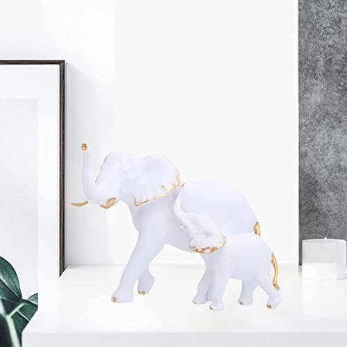 Estatua de elefante de resina blanca 20x17 cm miniatura 4