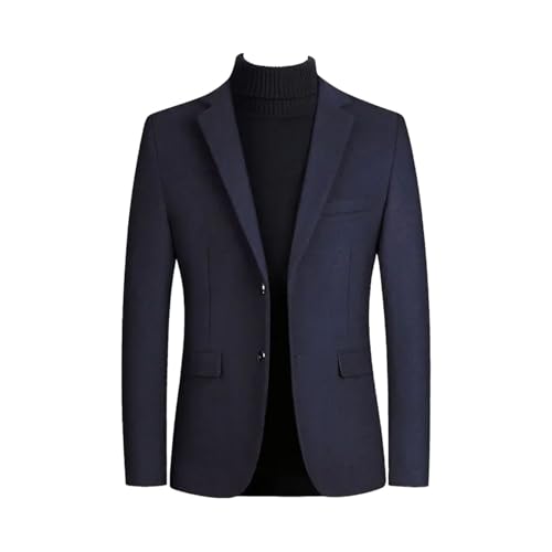 Men Business Casual Wool Blazer Solid Regular Fit Long Sleeve Suits Coats