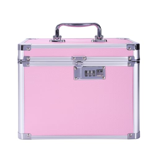 Medication Combination Lock Boxes with Code for Personal Items, Medicine Lockbox for Documents 10 x 7.25 x 7.75 Inches Pink