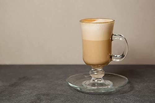 Image of 250 ML Glass Coffee Mug Set, with Convenient Handle, Tea Glasses for Hot /Cold Beverages, Thermal Shock Resistant, Tempered Glass, Mugs for Cappuccino (Cappuccino Coffee Mug 250 ml, 2)