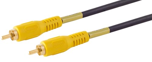 1aTTack.de 1 câble vidéo RCA mâle vers RCA mâle - Contacts plaqués or - Câble de connexion vidéo composite pour TV, DVD, vidéoprojecteur, appareil photo