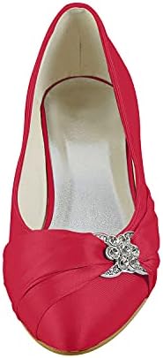JIAJIA 0112A Women's Bridal Shoes Closed Toe Low Heel Comfort Satin Pumps Crystal Wedding Shoes Color Red,Size 5.5 B(M) US/36 EU | Image 6