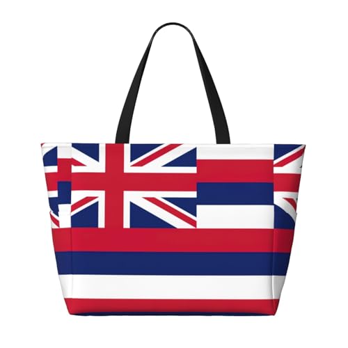Grand sac fourre-tout imprimé hawaïen en noir avec grande capacité de rangement - 2