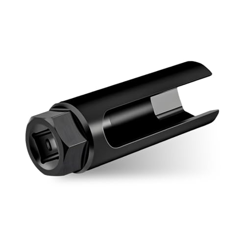 NYTKL Oxygen Sensor Socket, Chromed-Vanadium Steel Oxygen Sensor Wrench Removal Tool with L-shaped Extension Bar, 1/2" Drive by 7/8" 6-Point O2 Sensor Socket with Side Wire Cutout (Large Opening)