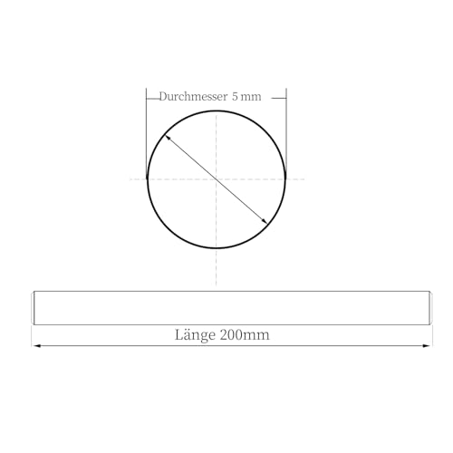 2 Stück 5 x 200mm CYIWPH Linear Motion Rods, Case Gehärtete Chromwelle Linear Rail Rod Welle für 3D Drucker, DIY, CNC mit Metric h8 Toleranz
