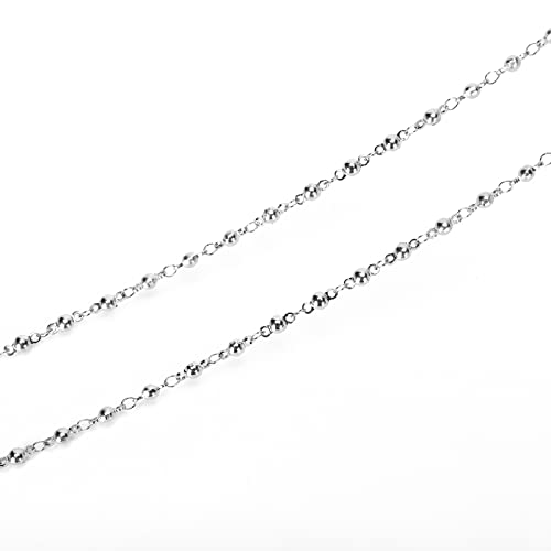 Image of Eyeglass Chain Silver Stainless Steel Handmade Necklace for Reading Glasses Sunglass Beaded Chains for Men Women