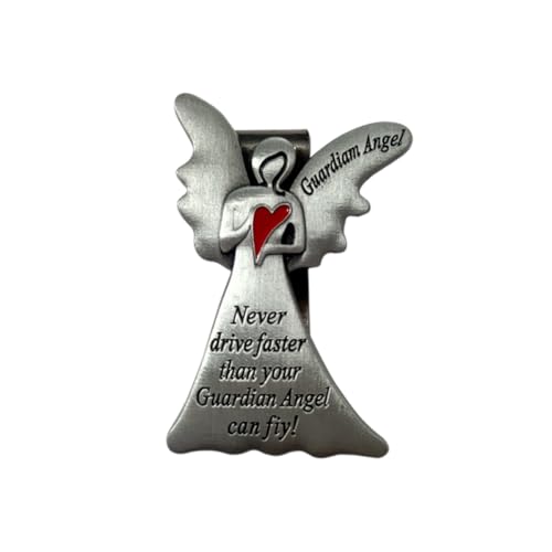 UHANBUT Car Guardian Angel Visor Clip, Never Drive Faster Than Your Guardian Angel Can Fly New Driver Safety Driving Medal Accessories, Religious Present for Driver Friend (1PC)