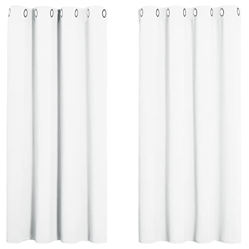 PONY DANCE White Window Curtains - Blackout Curtains Eyelet for Living Room Soft Small Bay Window Thermal Kitchen Drapes, 46 x 45 inch, 2 Panels, Pure White