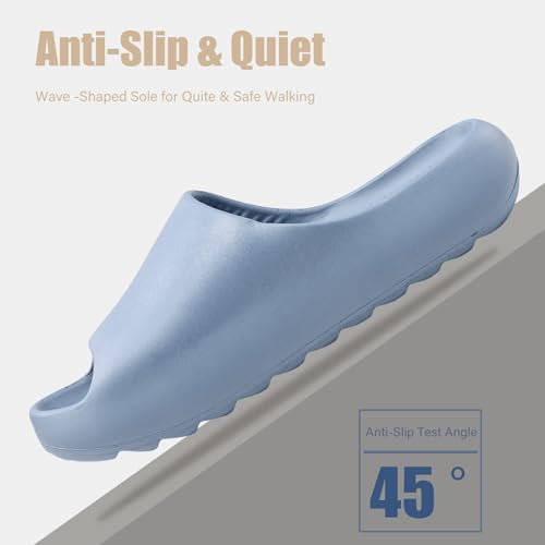 FUUPNN Cloud Slides for Women Men Adult Non Slip Slides Comfortable Lightweight House Slippers Open Toe Shower Shoes Indoor Outdoor Blue 412