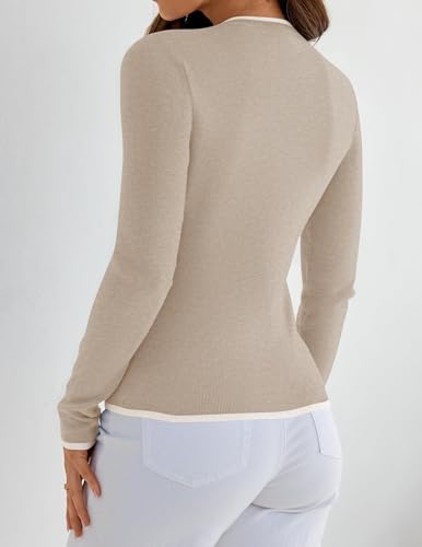 ZESICA Women's Long Sleeve Crewneck Shirts Spring Knit Slim Fitted Casual Basic Tee Sweater Tops4