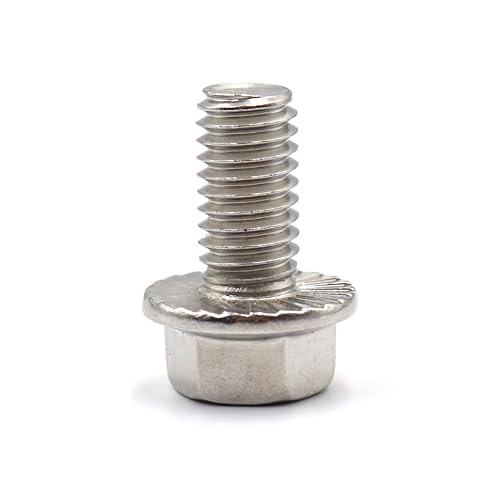 Image of cSeao 3 /8 inch-16 x 3 /4 inch Flanged Hex Head Bolts Flange Hexagon Screws, Stainless Steel 304, DIN 6921, 10 PCS