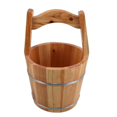 Cubo de madera rústico Lurrose para baño de pies ligero portátil