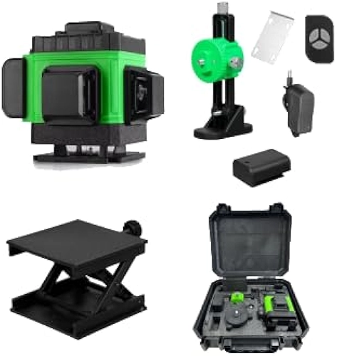 Nível Automático Infravermelho a Laser 3D de 12 Linhas com Controle Remoto, Alcance de 30m, Maleta, Tripé e Fixador de Parede – Precisão e Versatilidade para Construção.