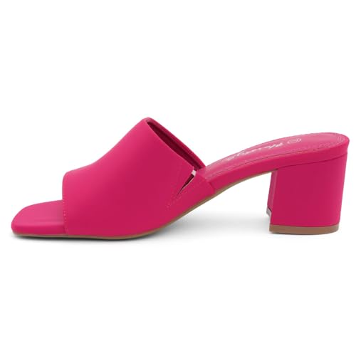 Image of Herstyle Square Open Toe Heeled Sandals for Women 2.5 Inch Low Block Chunky Heel Sandals Slip-On Mules Comfortable Dress Shoes for Party Wedding Office