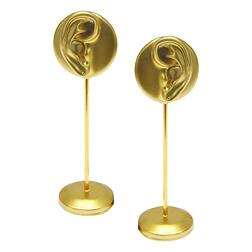 chiwanji 2 Uds Soporte de Exhibición de Pendientes Duradero Organizador de Joyería Estable Base Redonda Soporte de Perno en Forma de Oreja de Pie para Colecció, Dorado, Individual Cover