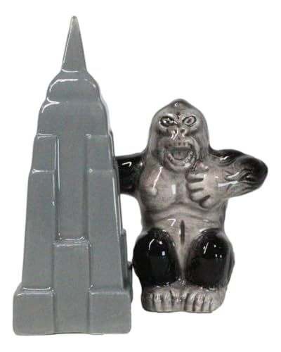 Ebros King Kong And The Empire State Building Magnetic Salt And Pepper Shakers Set Figurines Party Kitchen Tabletop Silverback Gorillas Primates Apes New York City Collectible Decorative Accents